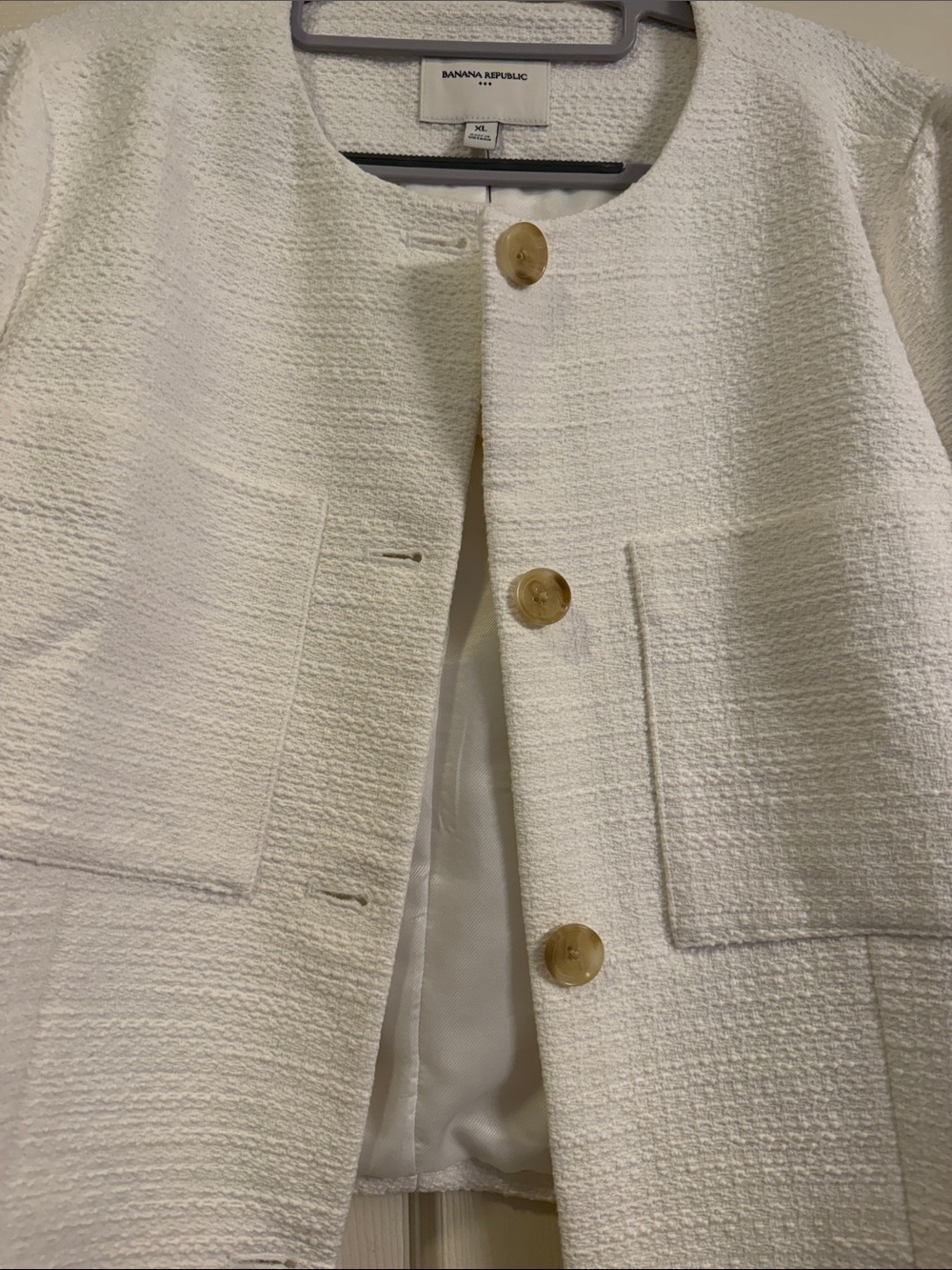 Banana Republic White Collarless Textured Button Jacket - Picture 4 of 10